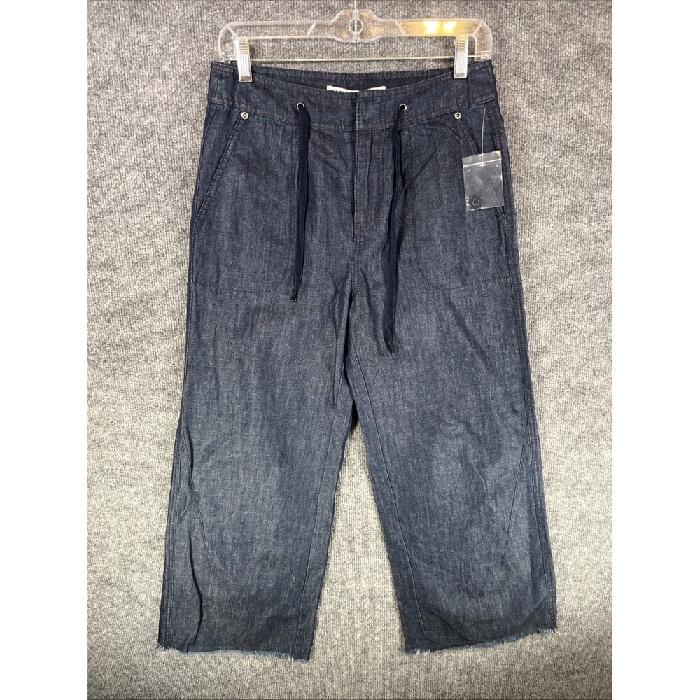 NWT Marrakech Oslo Cotton Linen Wide Leg Pants 26 Small Indigo Blue Boho $198